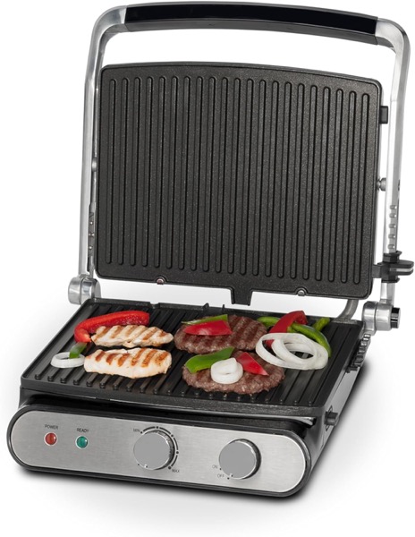 MEDION MD 16054 Kontaktgrill, ca. 2000 Watt, Antihaftbeschichtung, Edelstahlgriff, Überhitzungsschutz, Thermostat
