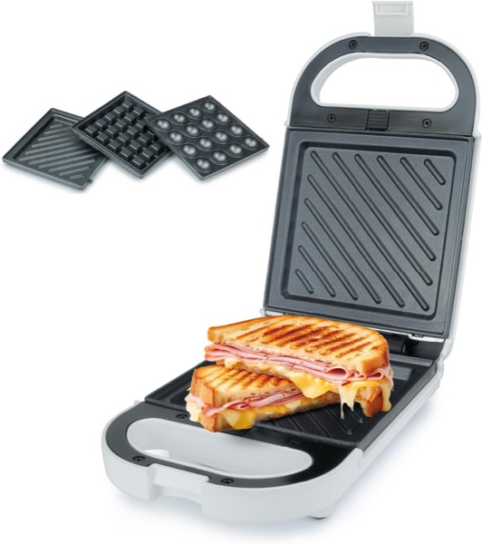 Korona 47020 Sandwichmaker 3 in 1 | 3 wechselbare Plattensets mit Antihaftbeschichtung | 1. Sandwichplatte, 2. Belgische Waffelplatte, 3. Bubble-/ Popcake-Platte